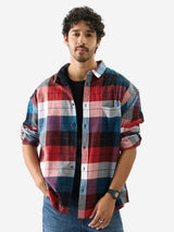 Men's Multicolor Casual Checkered Oversized Fit Full Sleeves Shirt