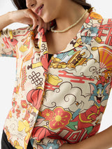 Women's Multicolor Casual Regular Fit Printed Half Sleeves Shirt