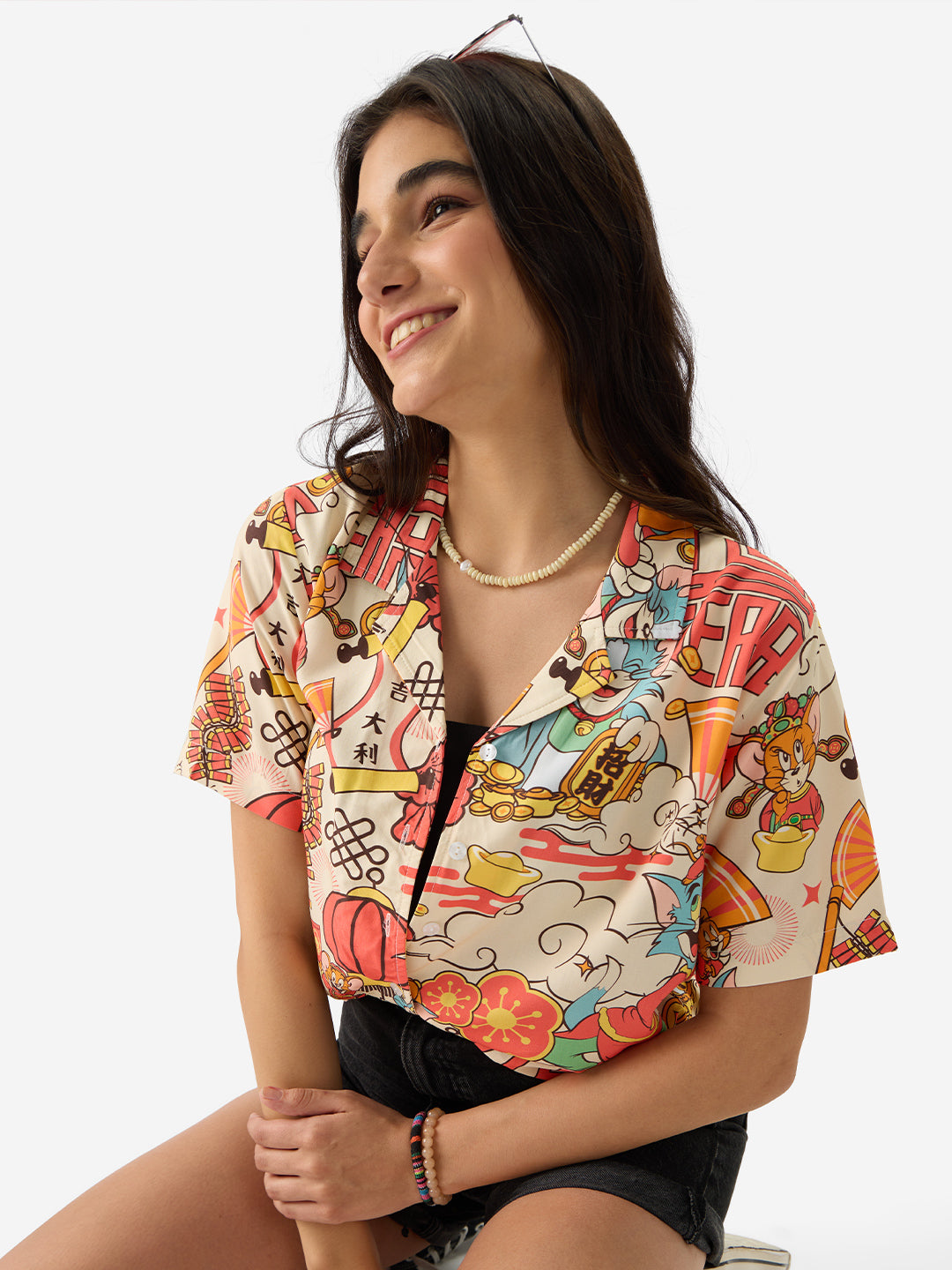 Women's Multicolor Casual Regular Fit Printed Half Sleeves Shirt
