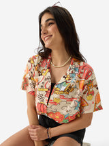 Women's Multicolor Casual Regular Fit Printed Half Sleeves Shirt