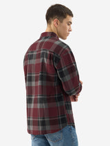 Men's Red Casual Checkered Regular Fit Full Sleeves Shirt