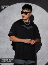 Men's Black Casual Printed Oversized Fit Half Sleeves Tshirt