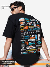 Men's Black Casual Printed Oversized Fit Half Sleeves Tshirt