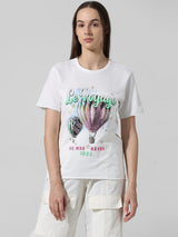 Women's White Knitted Casual Printed Regular Fit Half Sleeves Tshirt