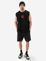 Men's Black Casual Graphic Sleeveless Vest