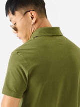 Men's Green Casual Solid Regular Fit Half Sleeves Polo Tshirt