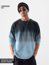 Men's Blue Casual Solid Oversized Fit Full Sleeves Tshirt