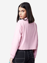 Women's Pink Casual Regular Fit Graphic Full Sleeves Sweatshirt
