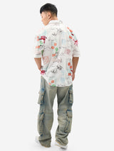 Men's Multicolor Casual Printed Oversized Fit Half Sleeves Shirt