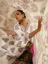 Women's White Printed Straight Kurta Trouser With Dupatta set