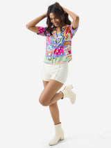 Women's Multicolor Casual Regular Fit Printed Half Sleeves Shirt