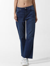 Women's Blue Woven Casual Solid Regular Fit Jeans