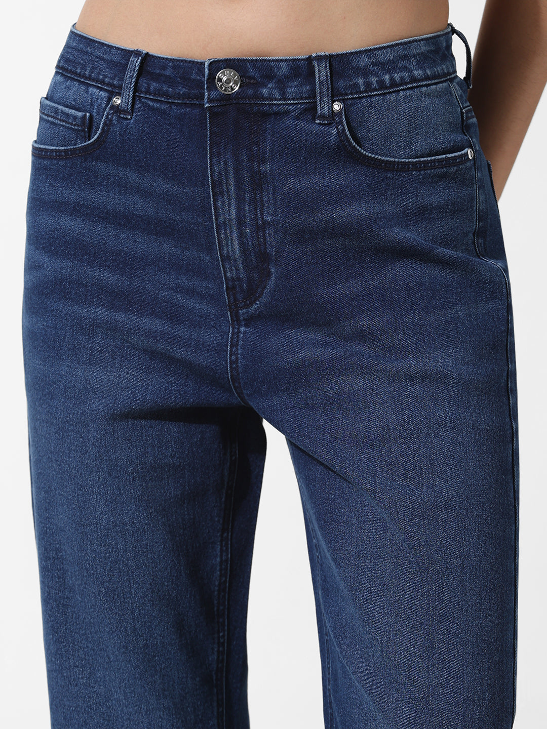 Women's Blue Woven Casual Solid Regular Fit Jeans