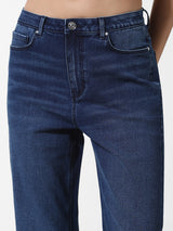 Women's Blue Woven Casual Solid Regular Fit Jeans