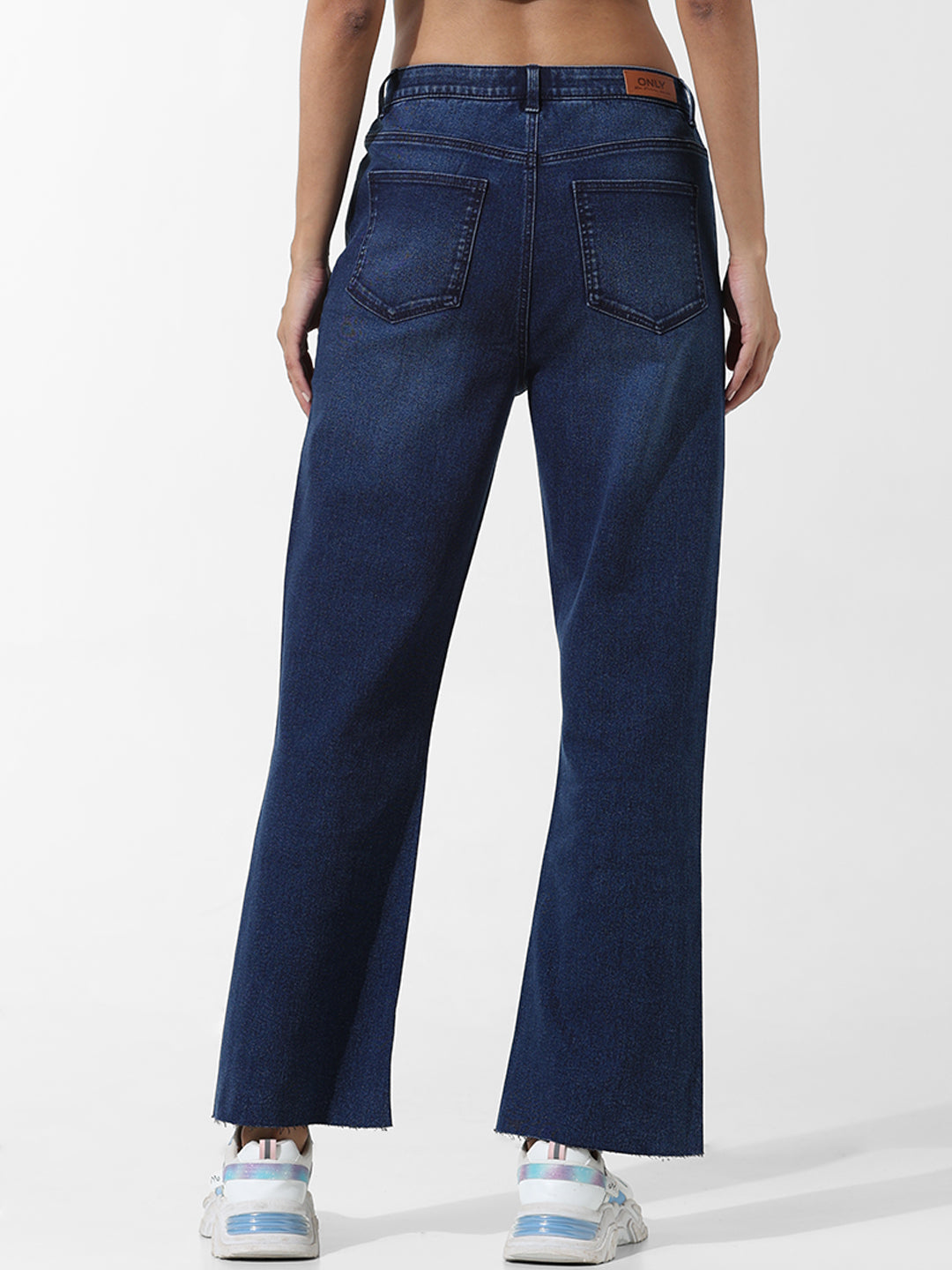Women's Blue Woven Casual Solid Regular Fit Jeans