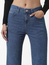 Women's Blue Woven Casual Solid Regular Fit Jeans