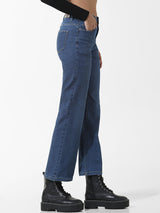 Women's Blue Woven Casual Solid Regular Fit Jeans