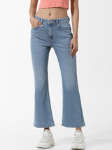 Women's Blue Woven Casual Solid Regular Fit Jeans