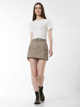 Women's White Knitted Casual Solid Cropped Half Sleeves Tshirt