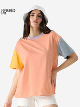 Women's Multicolor Casual Oversized Fit Solid Half Sleeves Tshirt