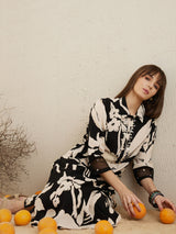 Women's Black Printed Straight Kurta Trouser set