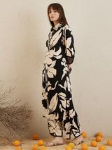 Women's Black Printed Straight Kurta Trouser set