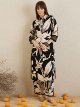 Women's Black Printed Straight Kurta Trouser set