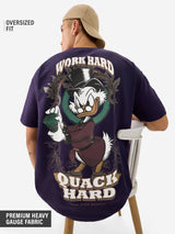 Men's Purple Casual Printed Oversized Fit Half Sleeves Tshirt