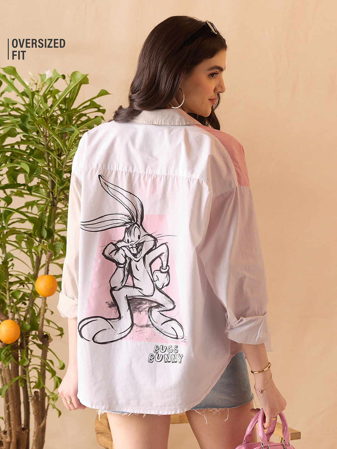 Women's White Casual Oversized Fit Printed Full Sleeves Shirt