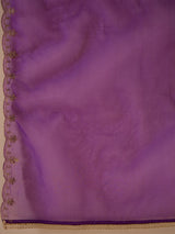 Women's Purple Embroidered Straight Kurta Trouser With Dupatta set