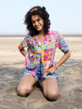 Women's Multicolor Casual Regular Fit Printed Half Sleeves Shirt