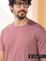 Men's Pink Casual Solid Regular Fit Half Sleeves Tshirt