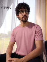 Men's Pink Casual Solid Regular Fit Half Sleeves Tshirt
