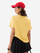 Women's Yellow Casual Regular Fit Graphic Half Sleeves Tshirt