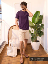 Men's Purple Casual Solid Regular Fit Half Sleeves Tshirt