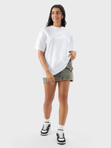 Women's White Casual Oversized Fit Solid Half Sleeves Tshirt
