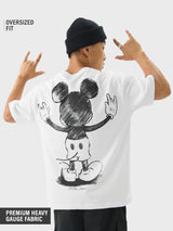 Men's White Casual Printed Oversized Fit Half Sleeves Tshirt