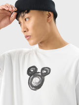 Men's White Casual Printed Oversized Fit Half Sleeves Tshirt