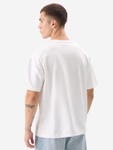 Men's White Casual Printed Oversized Fit Half Sleeves Tshirt