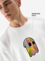 Men's White Casual Printed Oversized Fit Half Sleeves Tshirt