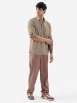 Men's Brown Casual Solid Regular Fit Full Sleeves Shirt