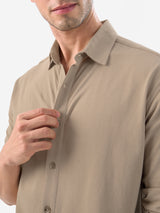Men's Brown Casual Solid Regular Fit Full Sleeves Shirt