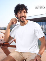Men's White Casual Solid Regular Fit Half Sleeves Tshirt