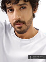 Men's White Casual Solid Regular Fit Half Sleeves Tshirt