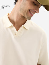 Men's White Casual  Half Sleeves Polo Tshirt