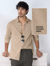 Men's Brown Casual Solid Regular Fit Full Sleeves Shirt