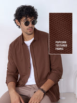 Men's Brown Casual Solid Regular Fit Full Sleeves Shirt