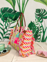 Women's Multicolor Citrus Burst Ruffle Beach Tote