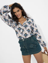 Women's Multicolor Casual Oversized Fit Printed Full Sleeves Shirt