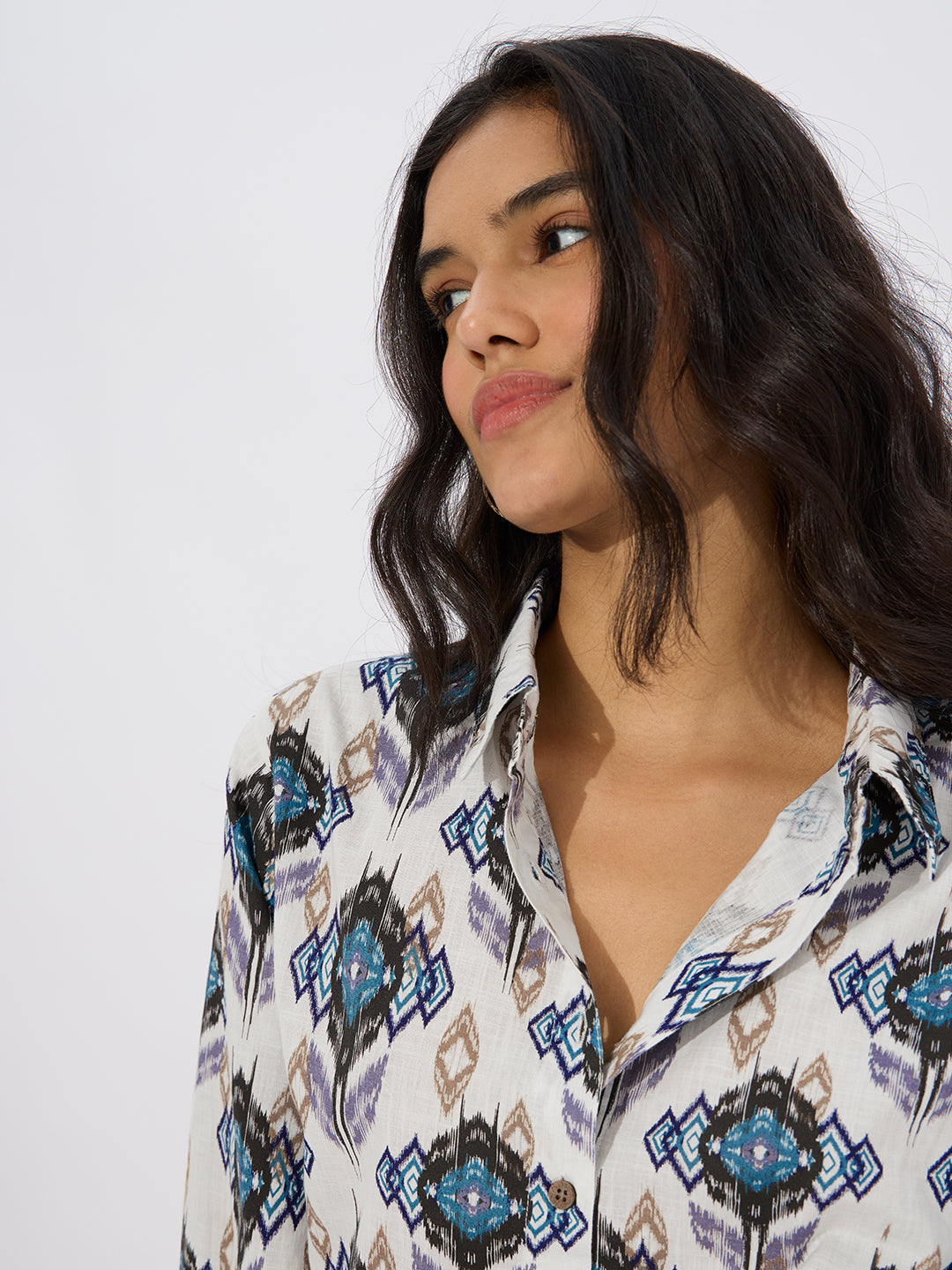 Women's Multicolor Casual Oversized Fit Printed Full Sleeves Shirt